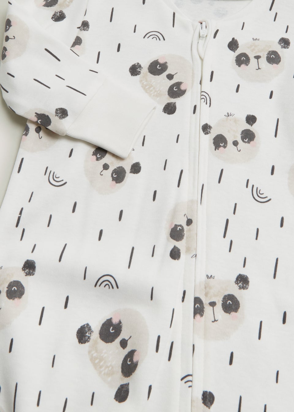 Baby Cream Panda Print Zip Up Sleepsuit (Newborn-18mths)