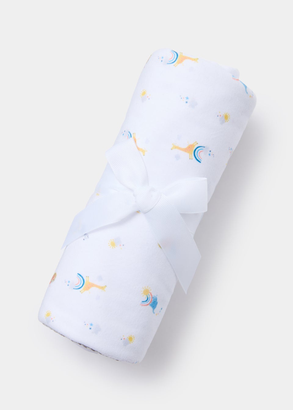 White Rainbow Print Baby Blanket