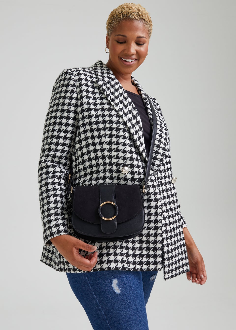 Papaya Curve Black White Print Blazer Matalan