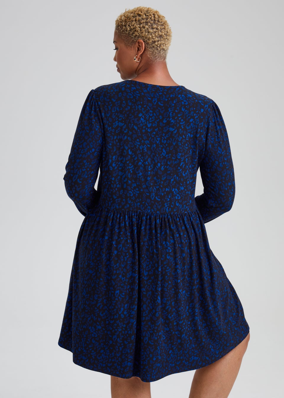 Papaya Curve Blue Print Soft Touch Mini Dress