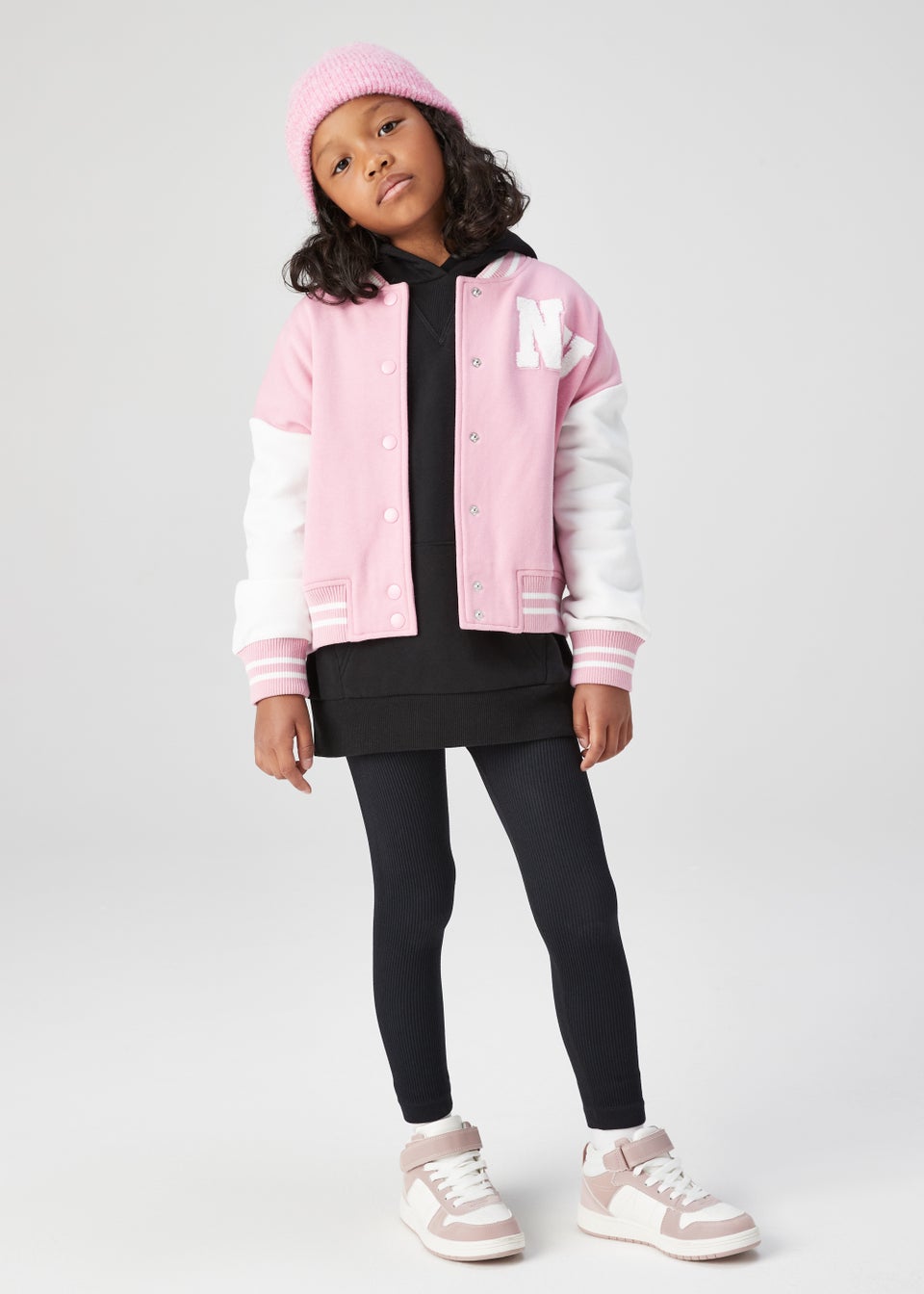 Girls Pink Varsity Jacket (4-13yrs) - Matalan