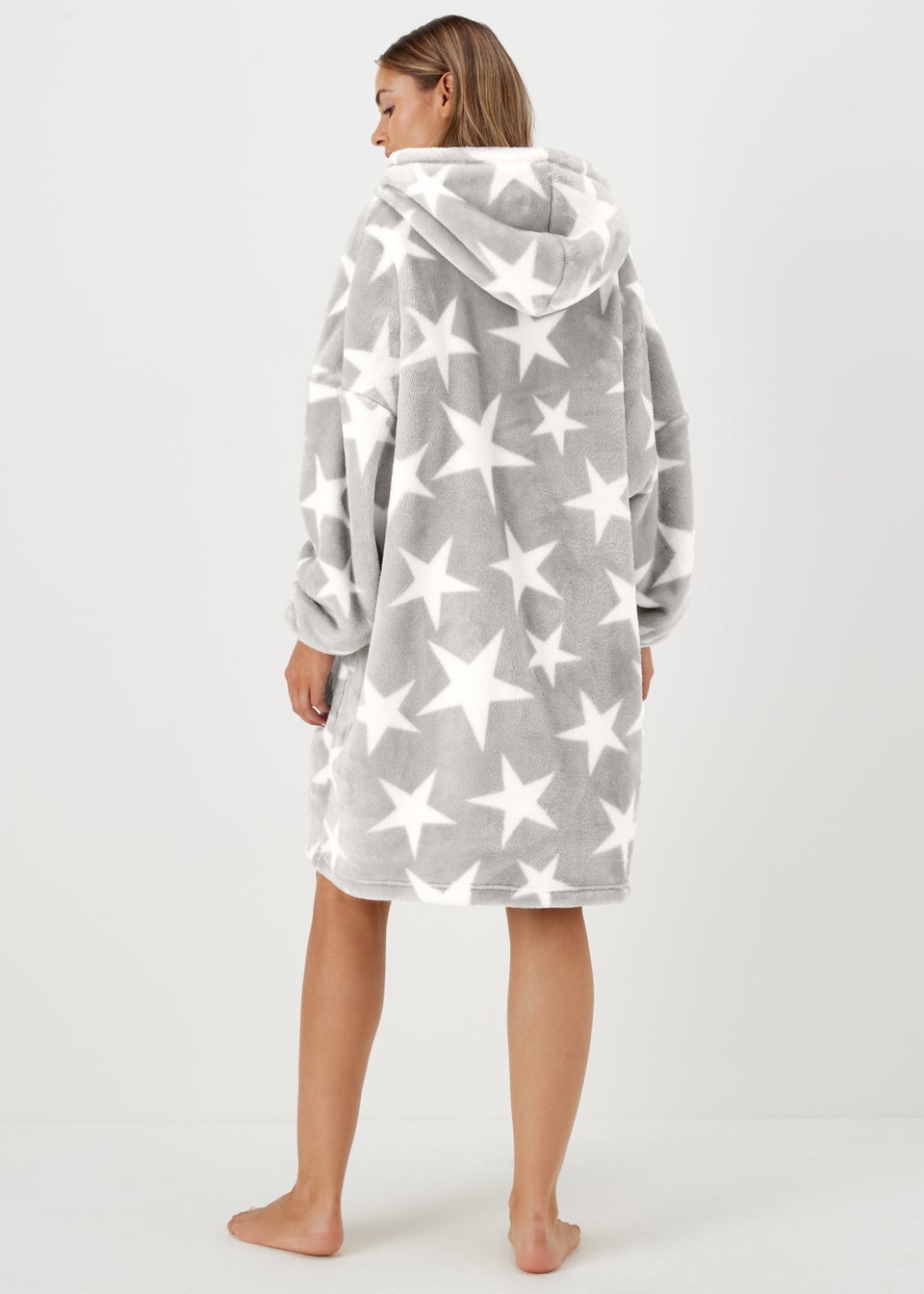 Grey Star Print Snuggle Hoodie