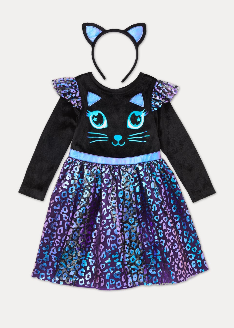 Kids Purple Cat Witch Fancy Dress Costume (9mths-5yrs)
