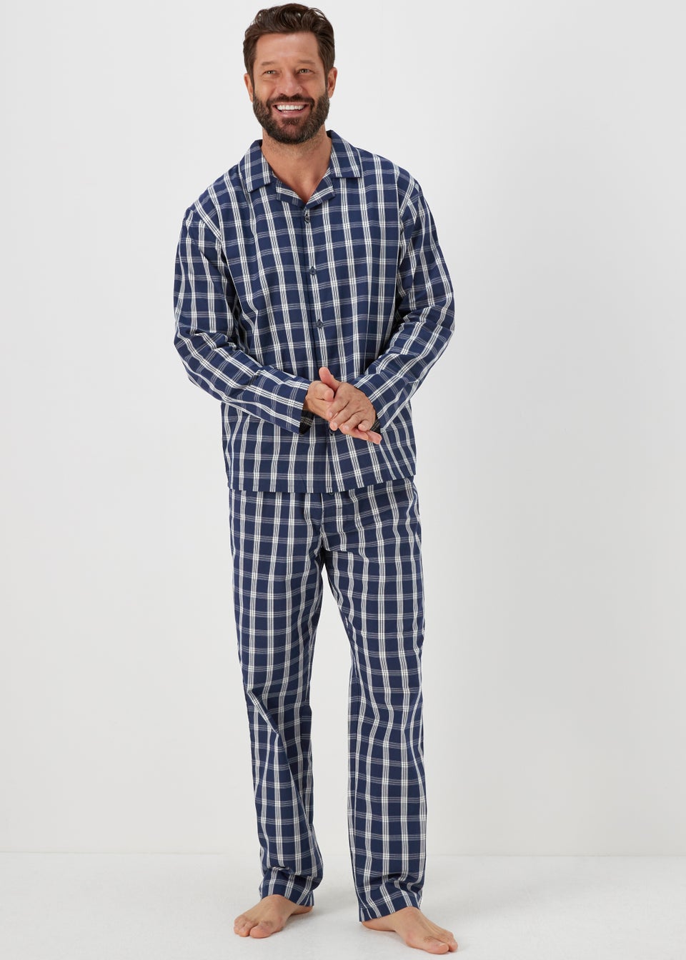Navy Check Woven Cotton Pyjama Set