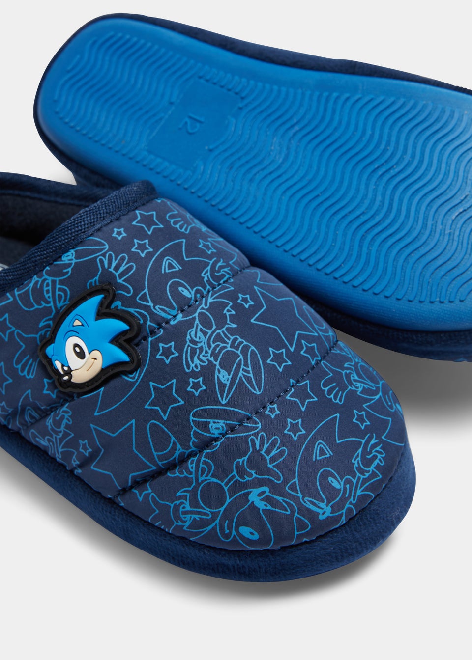 Kids Navy Sonic the Hedgehog Print Slippers (Younger 10-Older 6)
