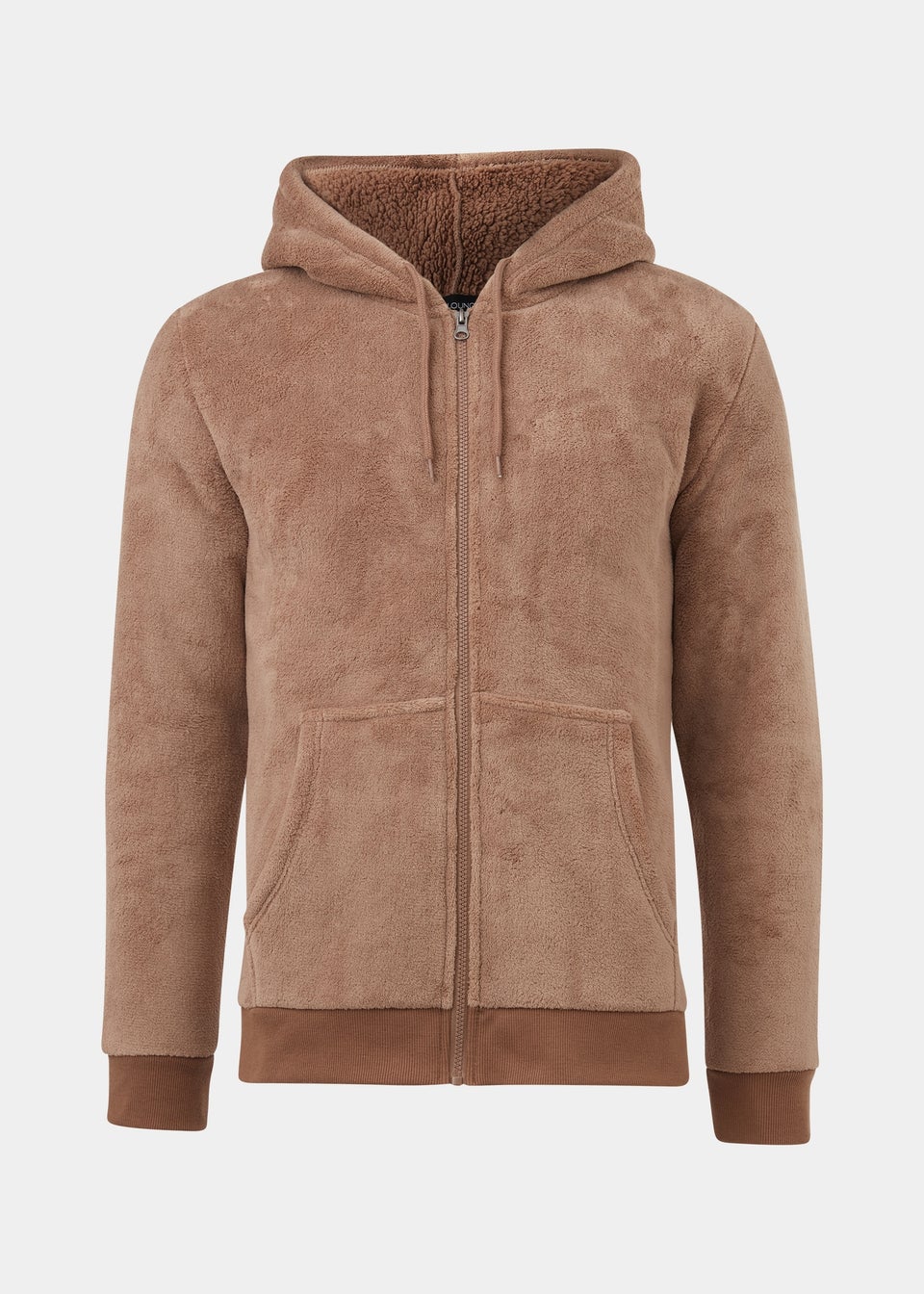 Brown Fleece Zip Up Lounge Hoodie