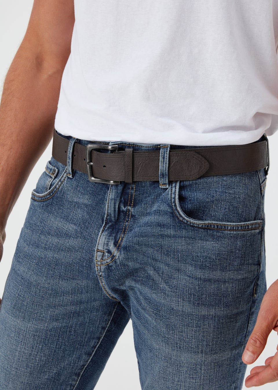 Mid Wash Belted Bootcut Jeans Matalan