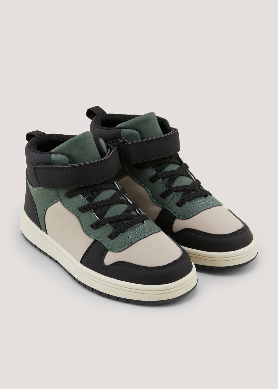 Kids Khaki PU High Top Trainers (Younger 10-Older 6)