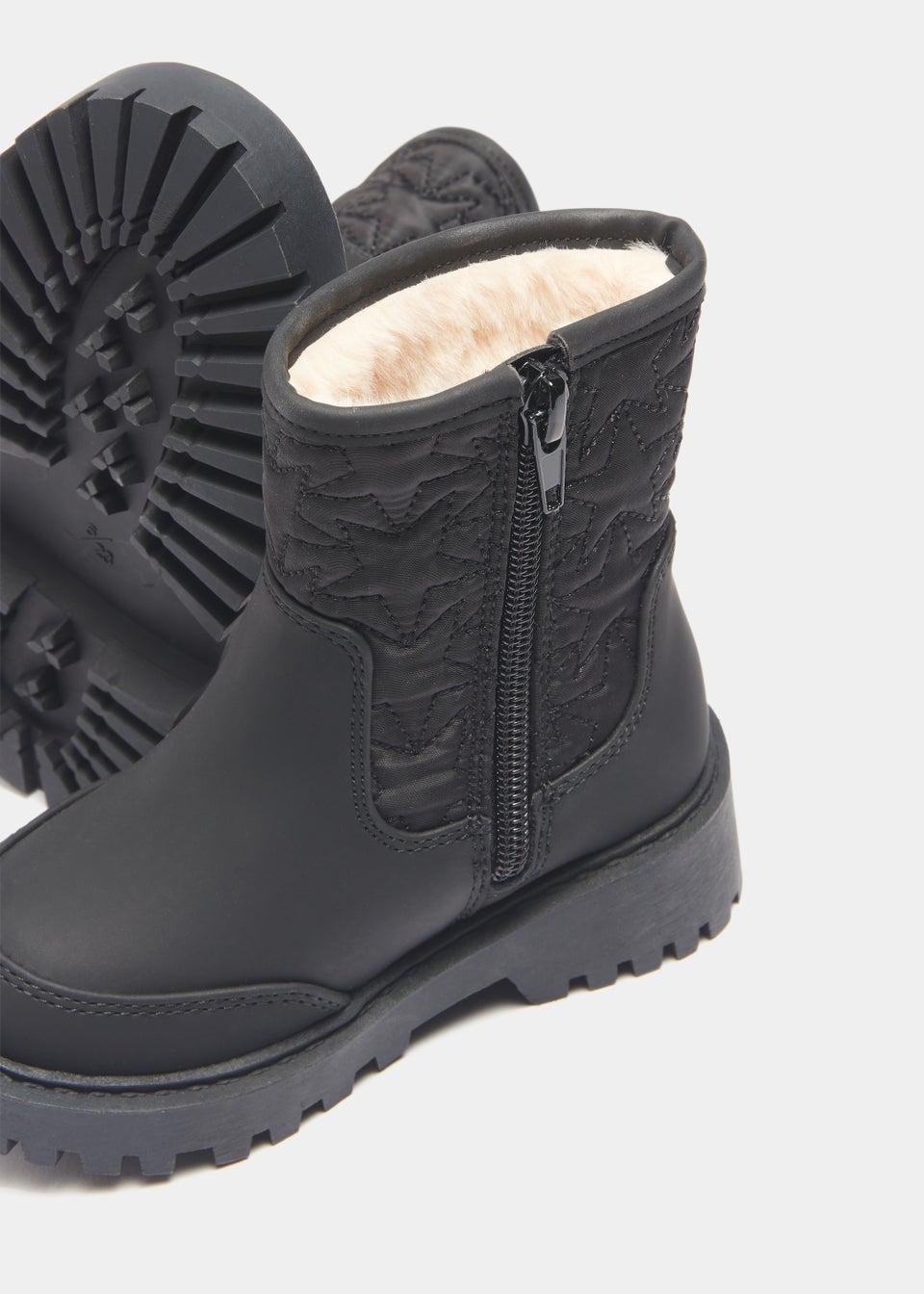 Girls Black Quilted Calf Boots (Younger 4-12)