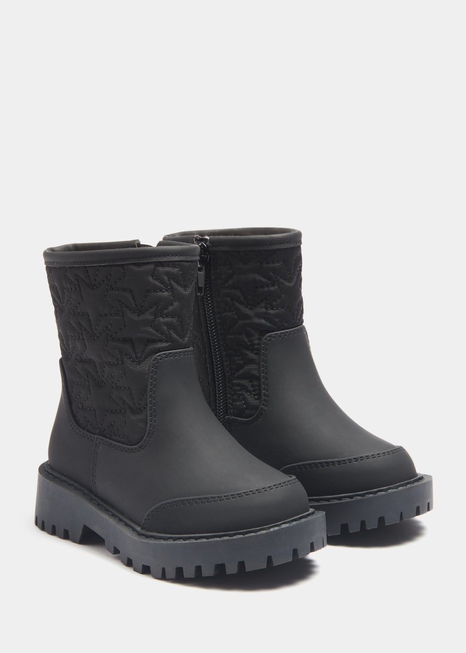 Girls Black Quilted Calf Boots (Younger 4-12)