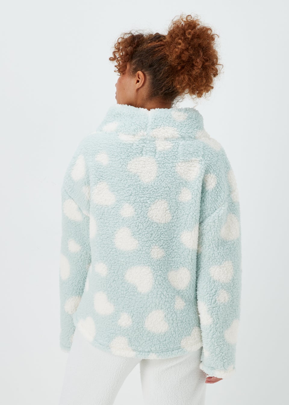 Aqua Heart Print Snuggle Pyjama Top