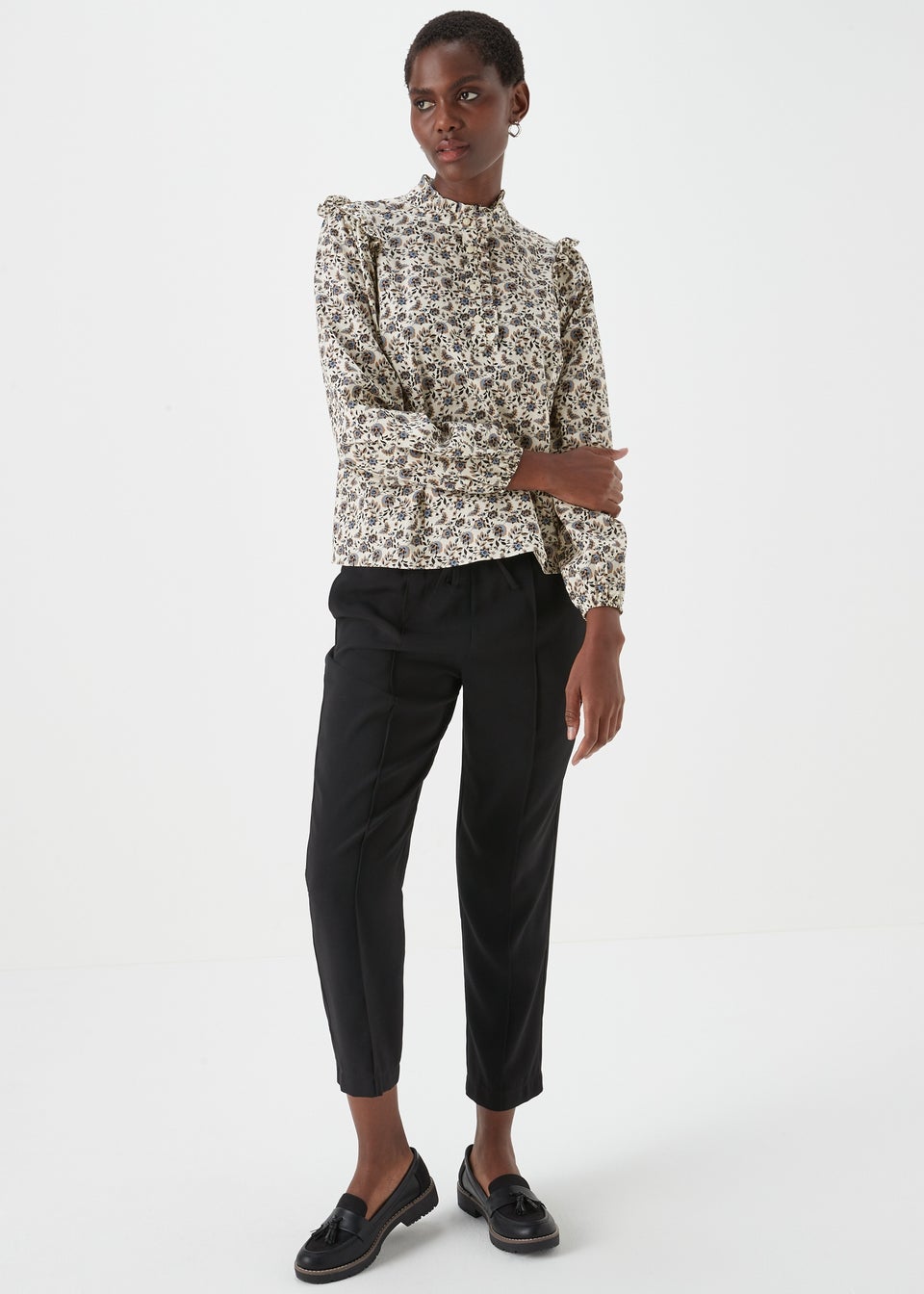 White Printed Cotton Blouse