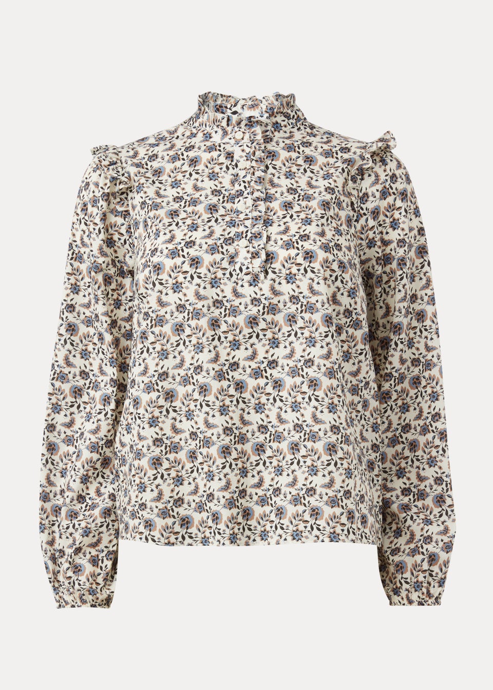 White Printed Cotton Blouse