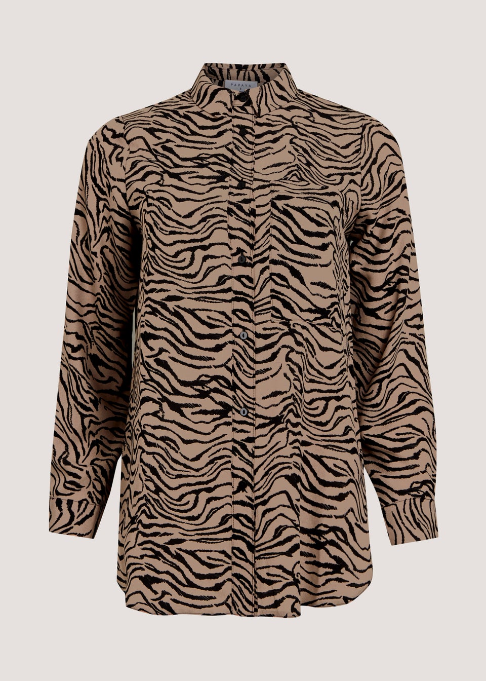 Stone Zebra Print Longline Shirt