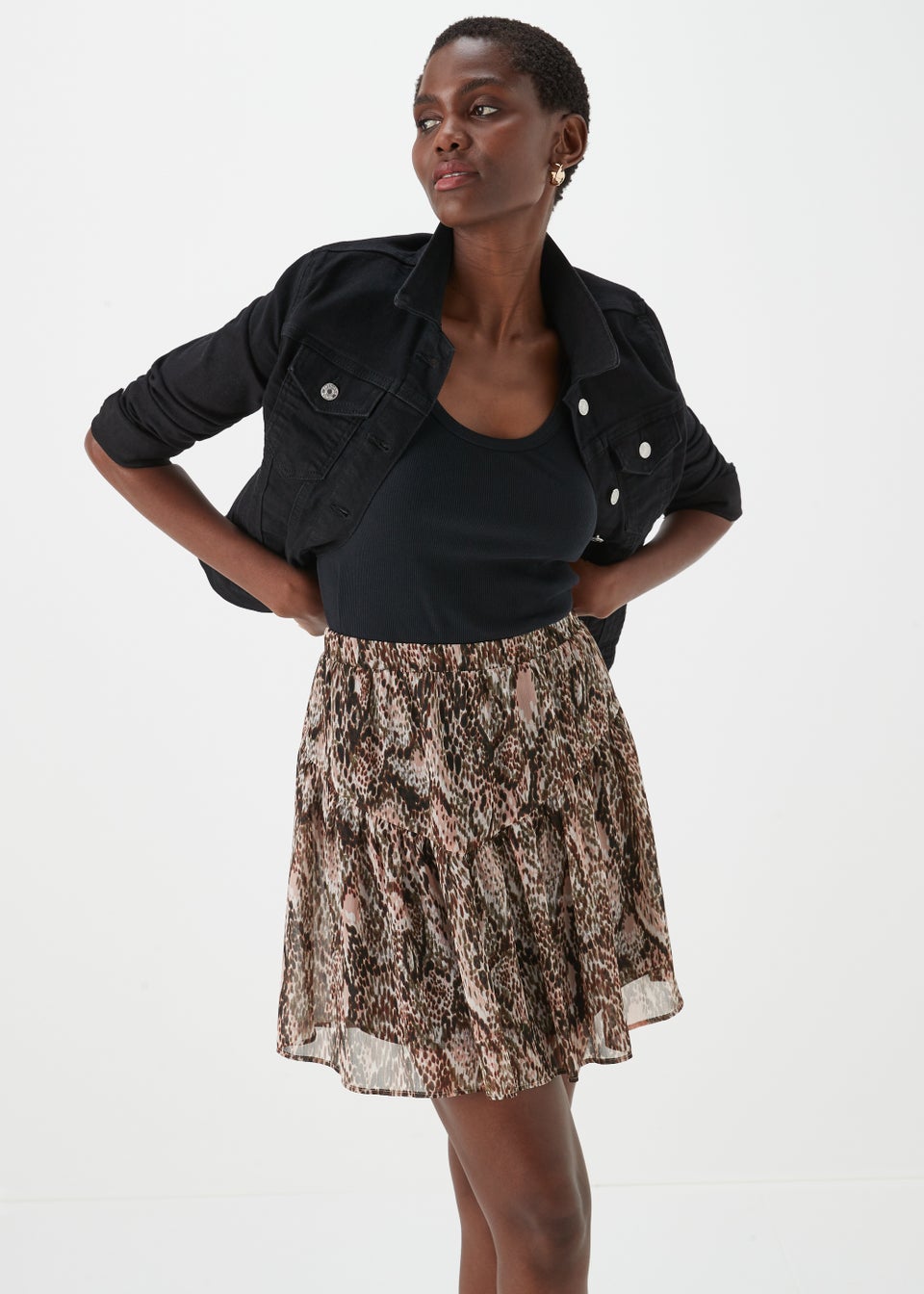 Animal print deals chiffon skirt