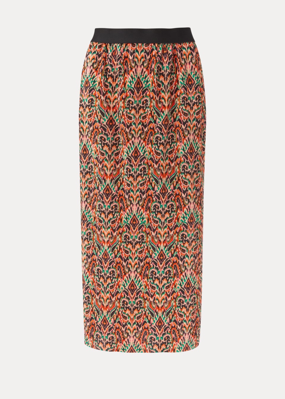 Multicoloured Aztec Print Plisse Midi Skirt