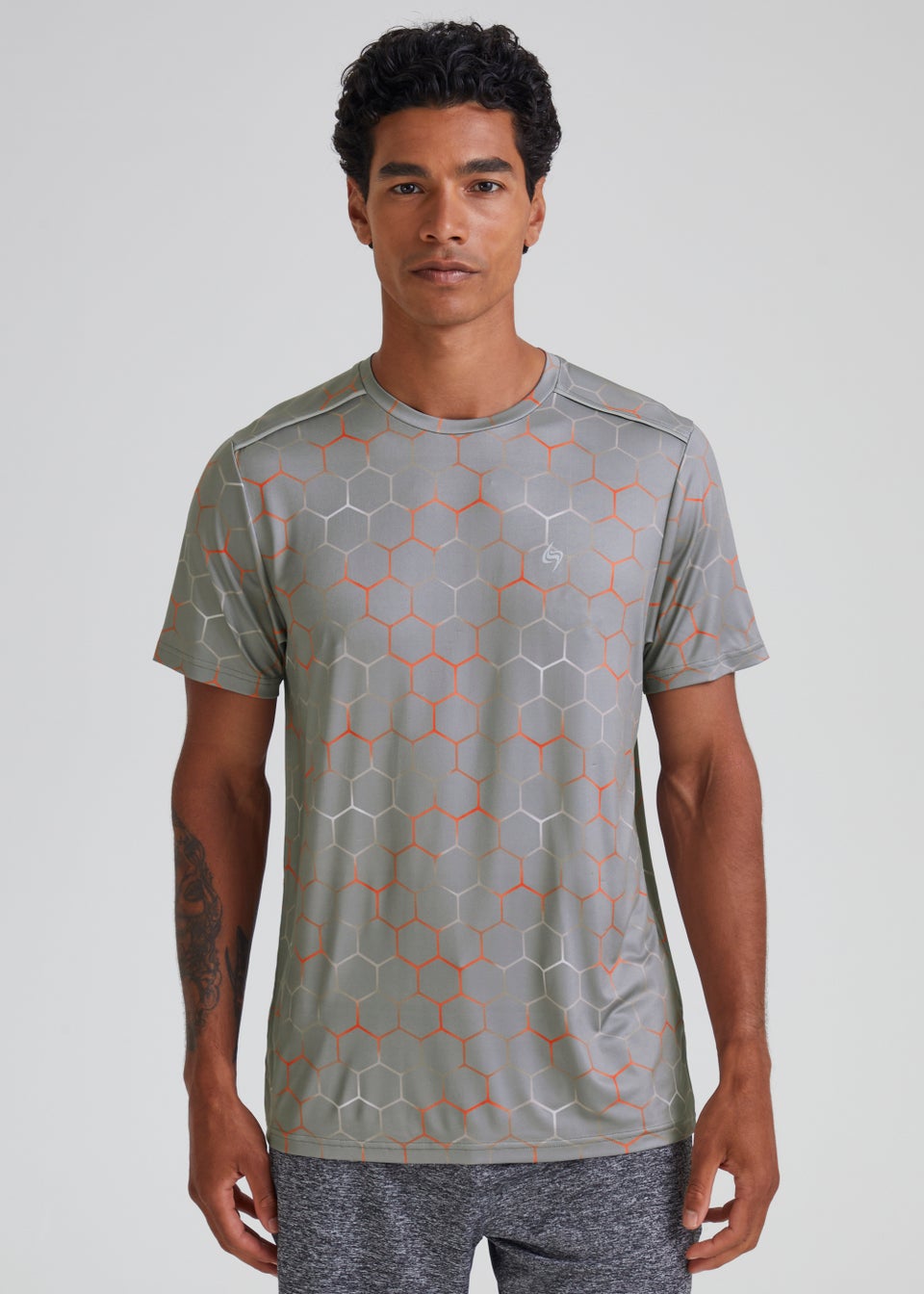 Souluxe Grey Geometric Print Sports T-Shirt