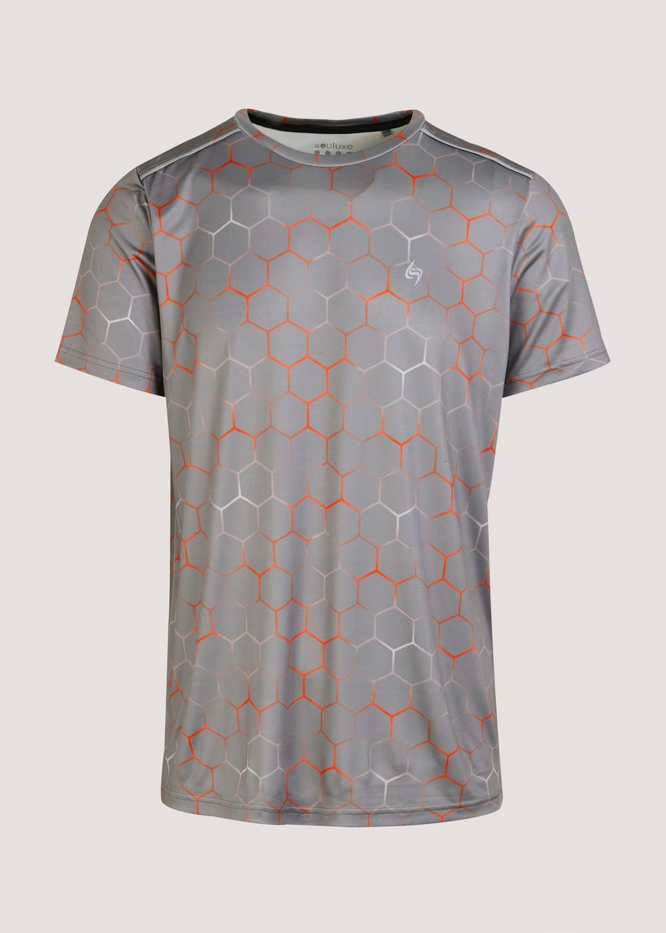 Souluxe Grey Geometric Print Sports T-Shirt