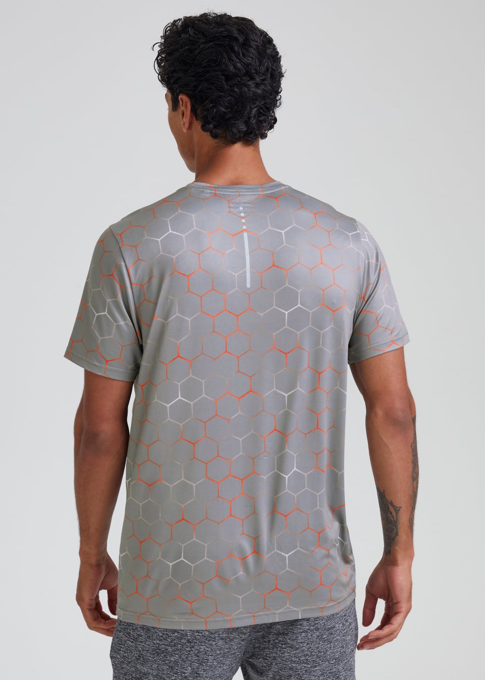Souluxe Grey Geometric Print Sports T-Shirt