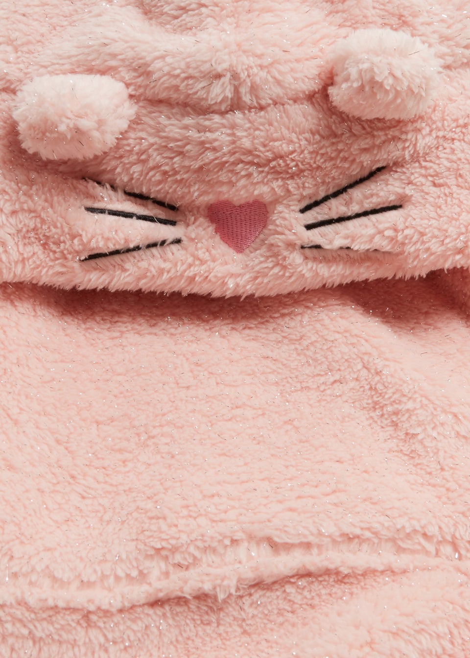 Girls Pink Glitter Cat Snuggle Hoodie (4-13yrs)