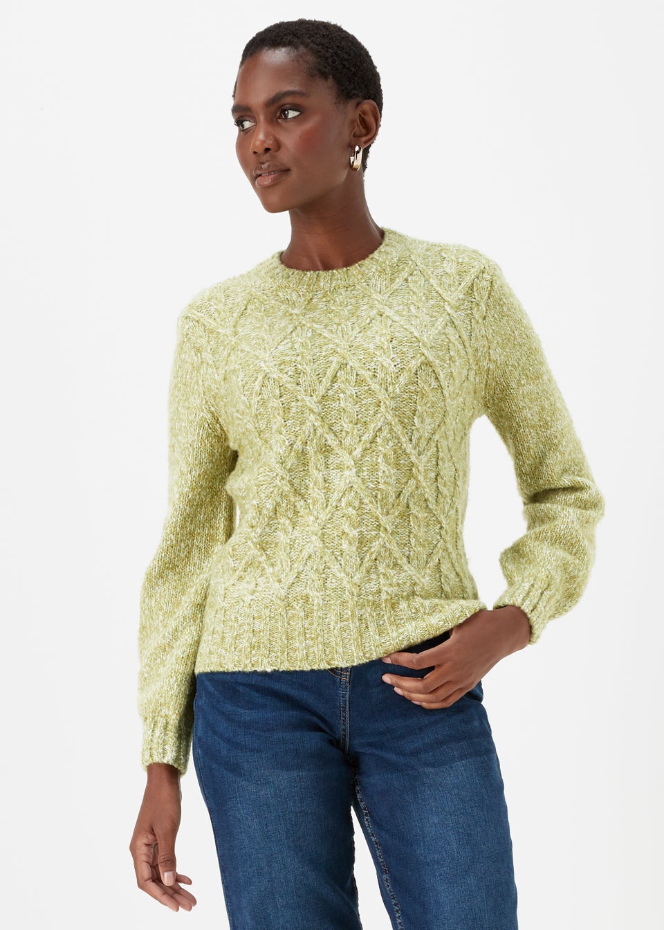 Lime Twist Cable Knit Jumper