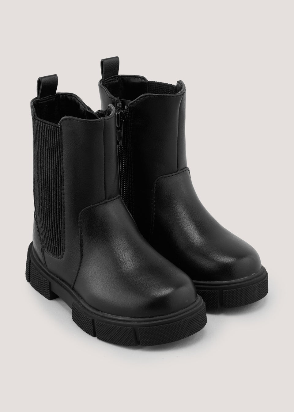 Girls Black Mid Calf Chelsea Boots (Younger 4-9)