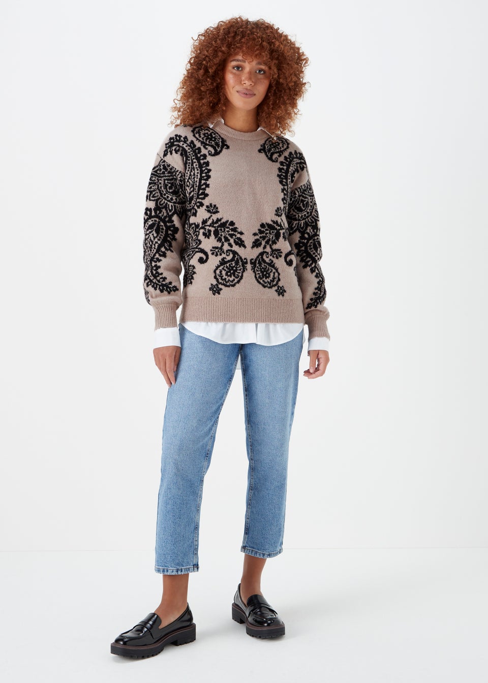 Taupe Paisley Print Jumper