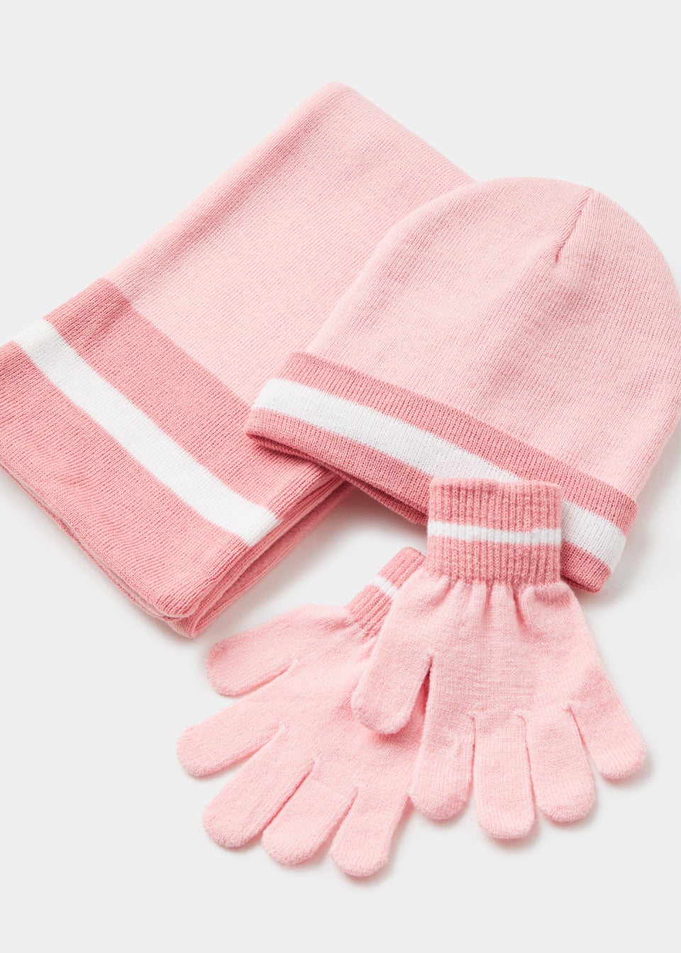 Girls 3 Piece Pink Hat Scarf & Gloves Set (3-13yrs)