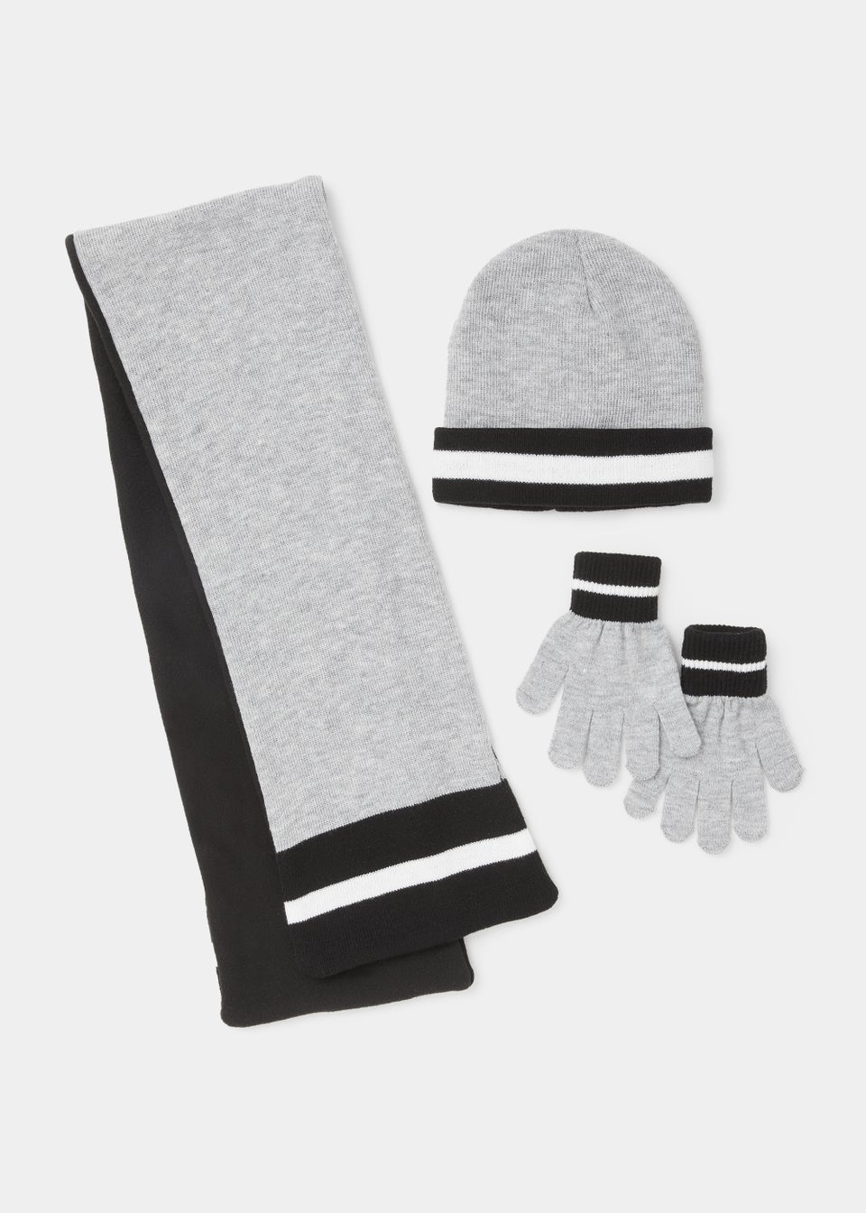 Boys 3 Piece Grey Hat Scarf & Gloves Set (3-13yrs)