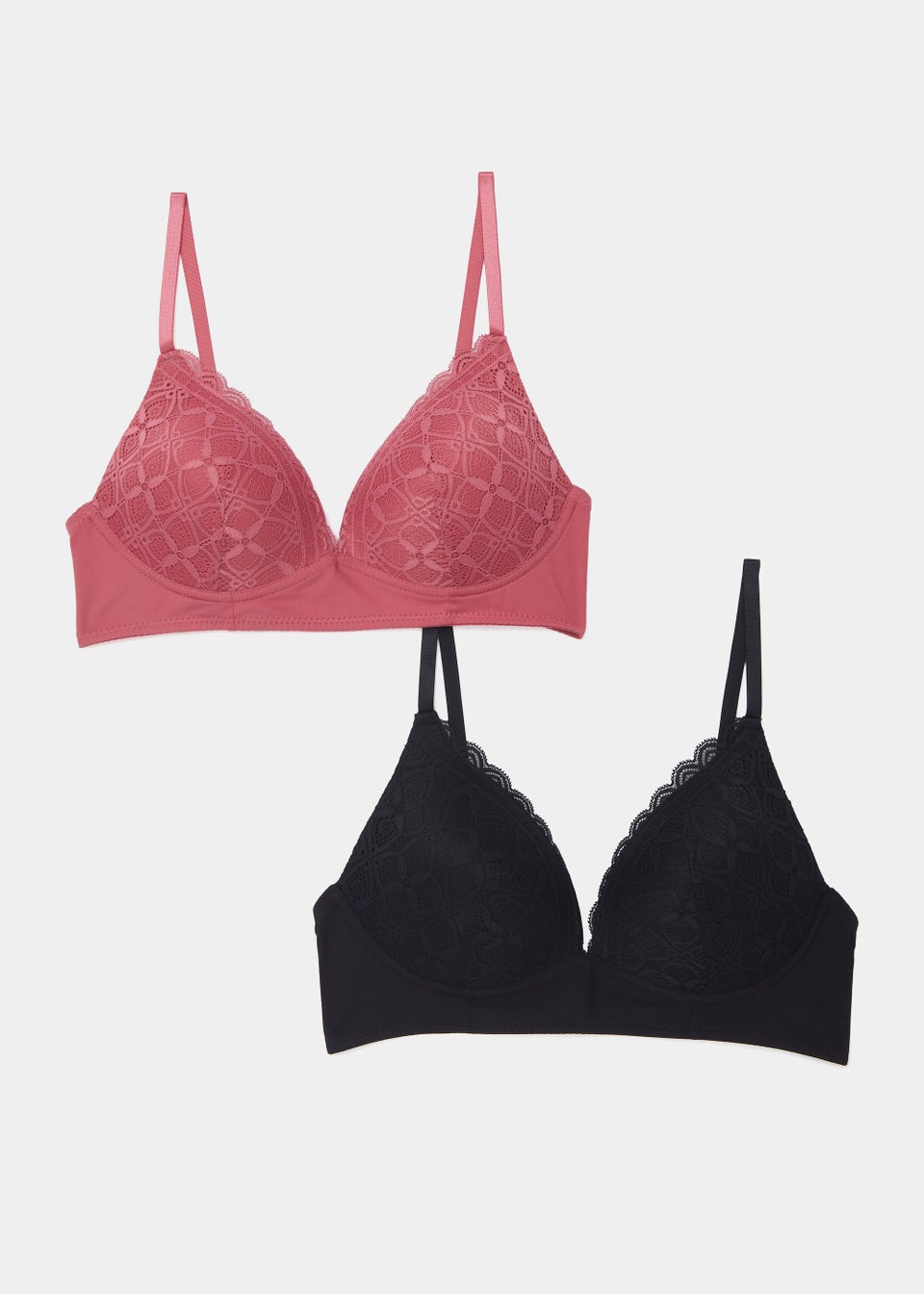 2 Pack Non Wired Lace Padded Bralettes