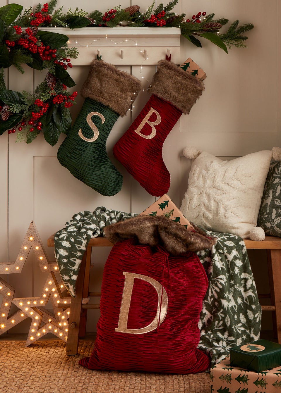 Red Alphabet Christmas Sack - Matalan