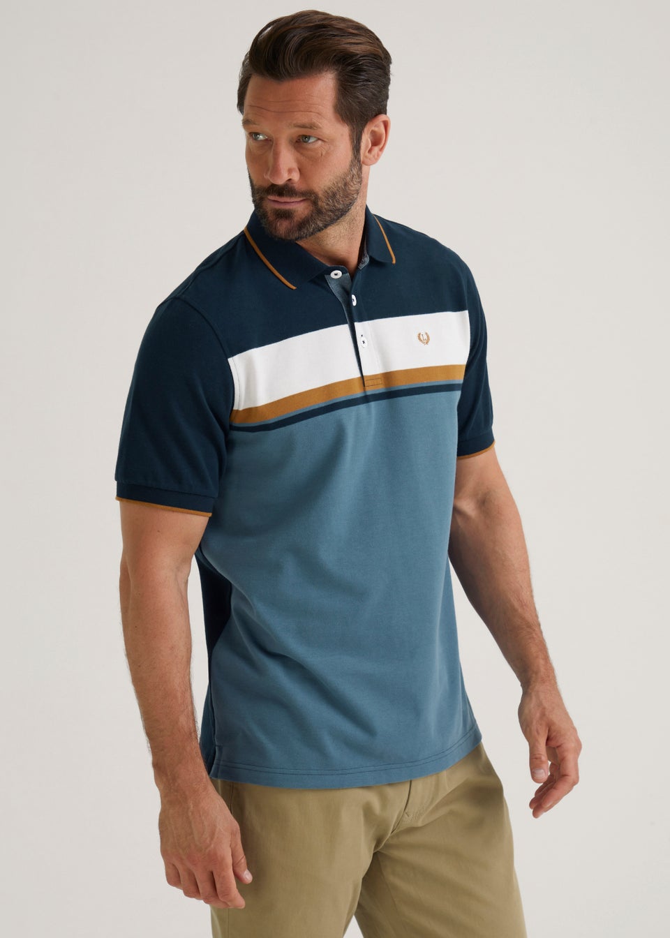 Lincoln Blue Block Stripe Polo Shirt