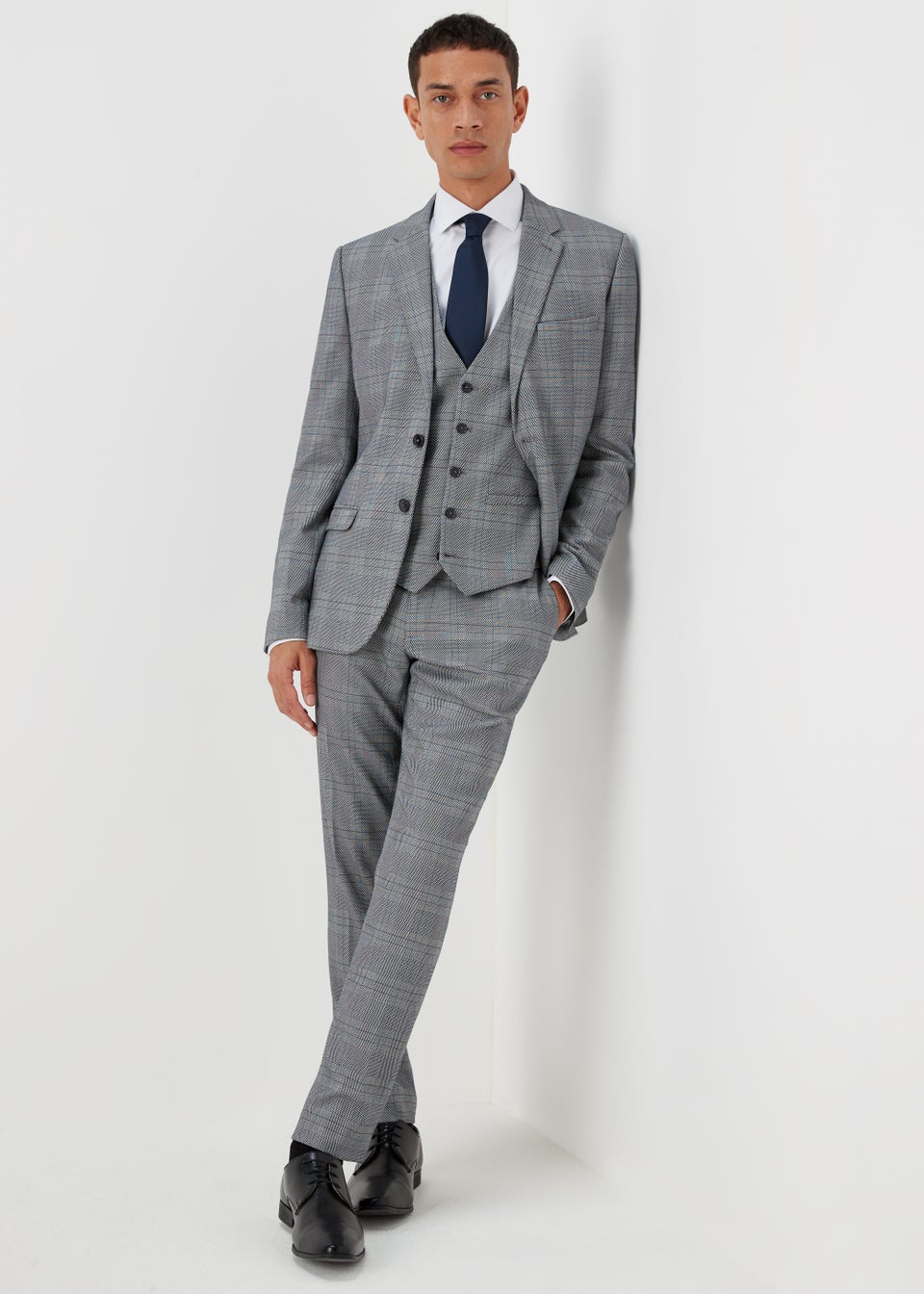 Taylor & Wright Forth Grey Check Skinny Fit Suit Jacket