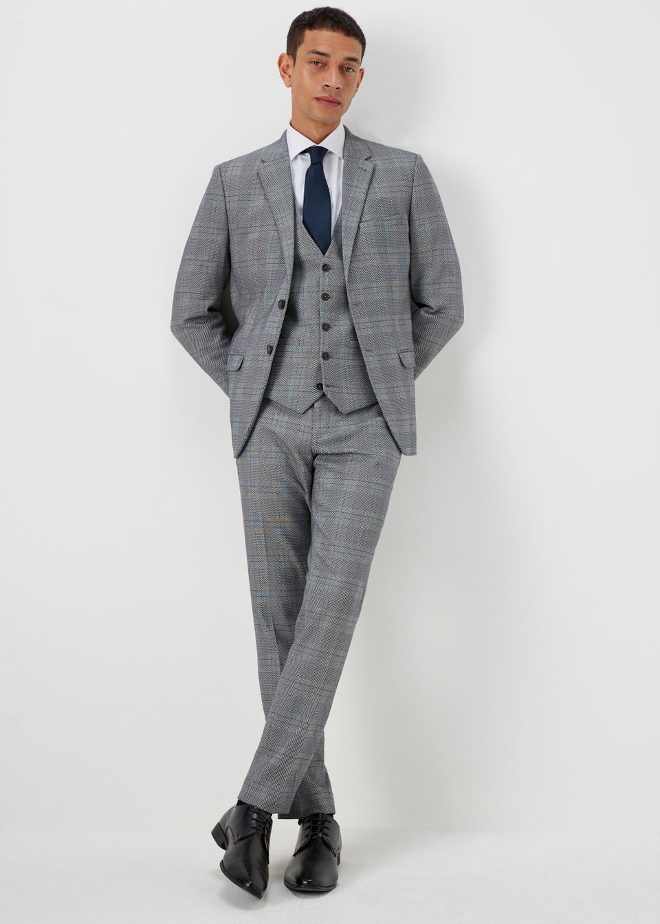 Taylor & Wright Forth Grey Check Suit Waistcoat