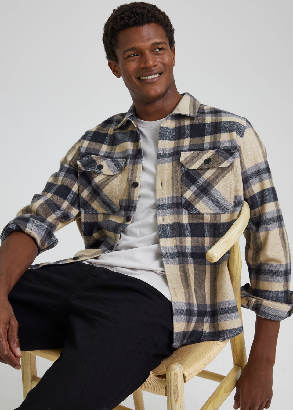 Stone Check Brushed Overshirt