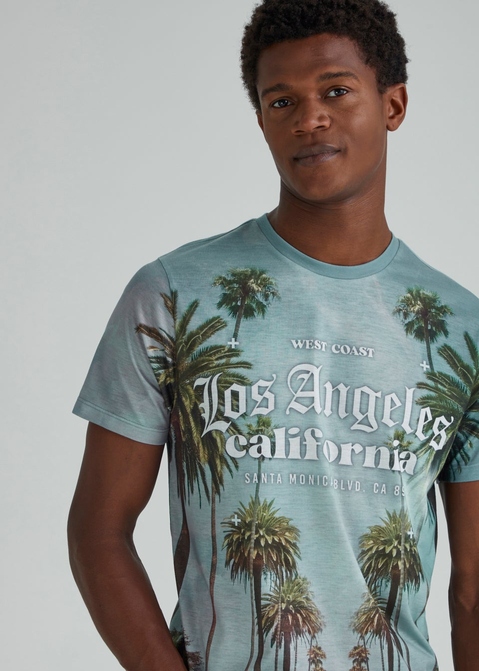 Multicoloured Beach Palm Print Sublimation T-Shirt
