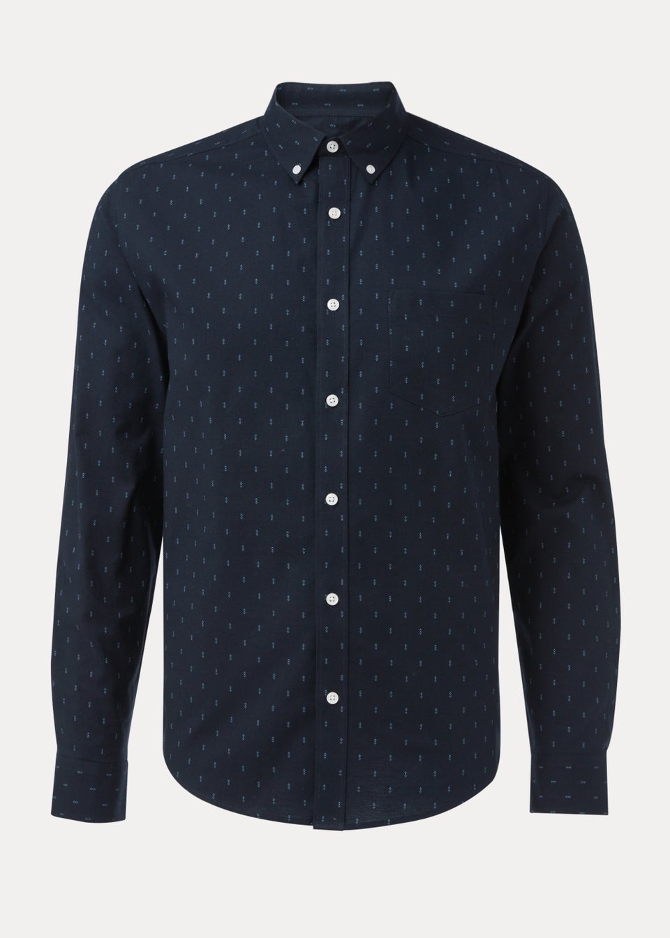 Navy Geo Print Oxford Long Sleeve Shirt