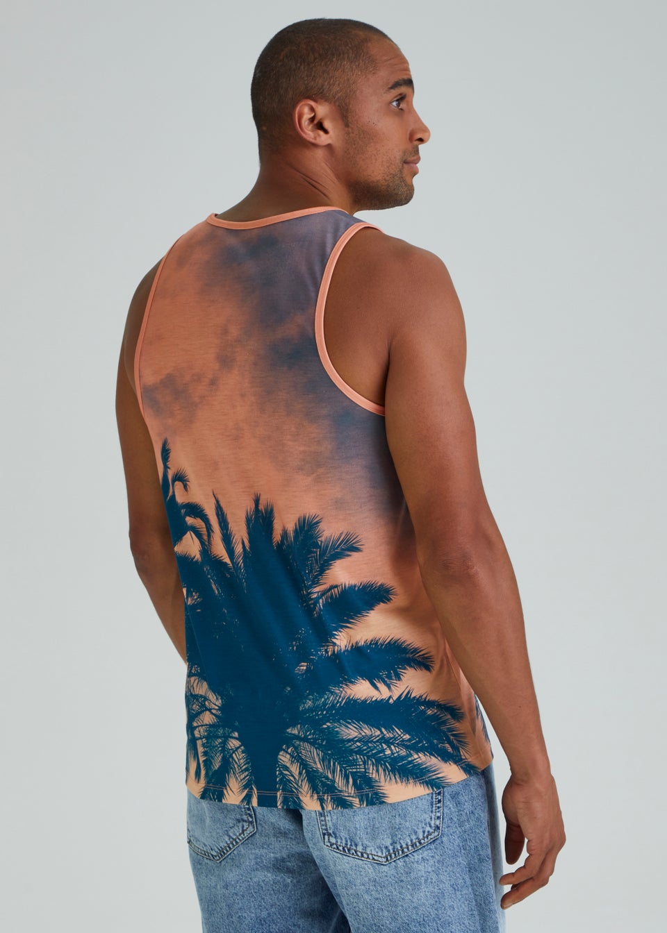 Orange Palm Tree Print Vest Top