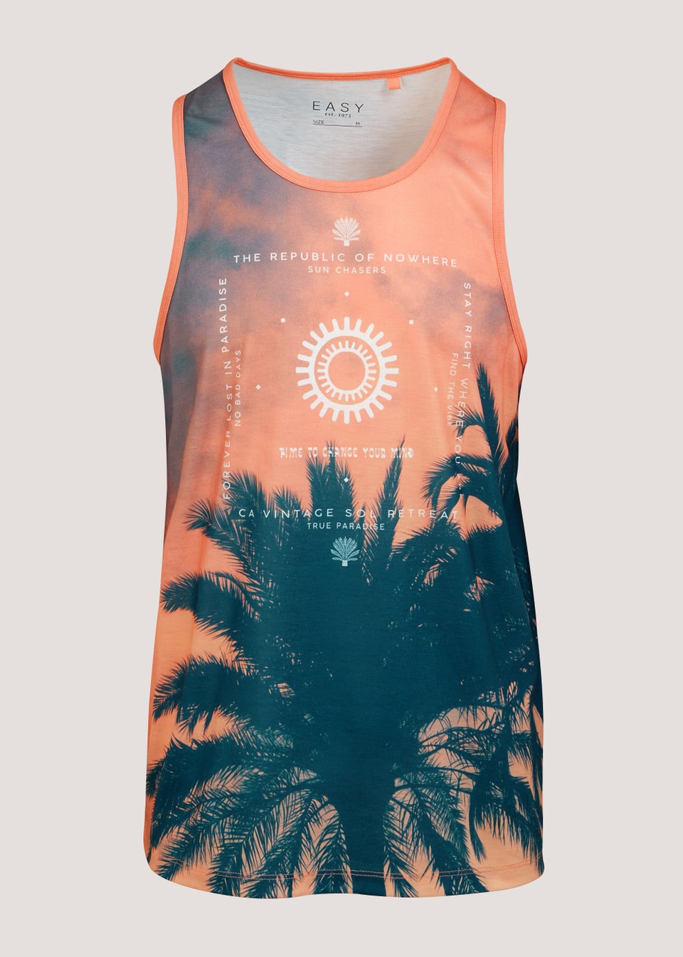 Orange Palm Tree Print Vest Top