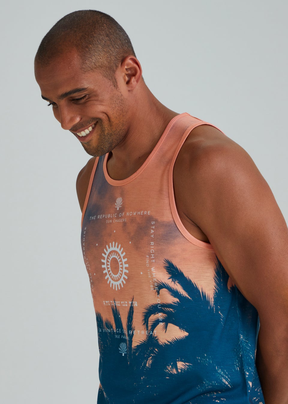 Orange Palm Tree Print Vest Top