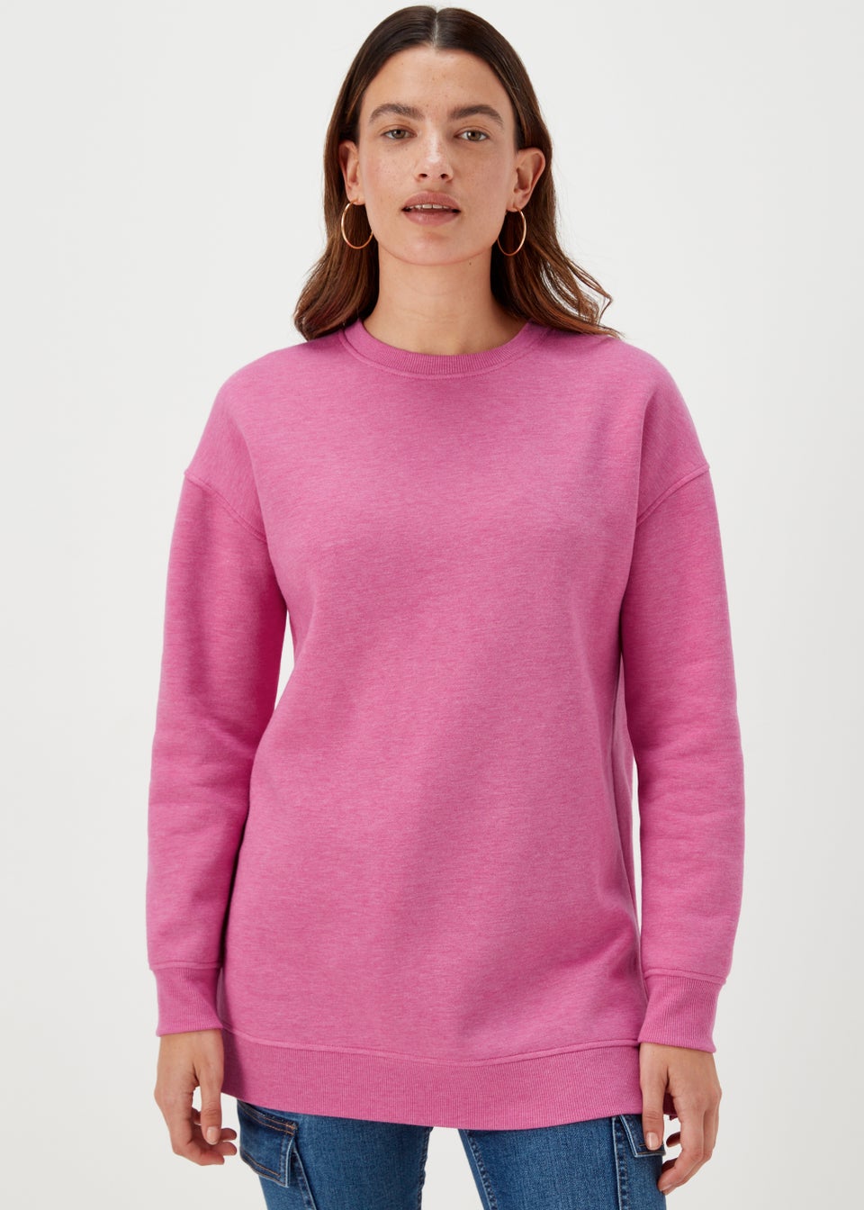 Pink Marl Longline Sweatshirt