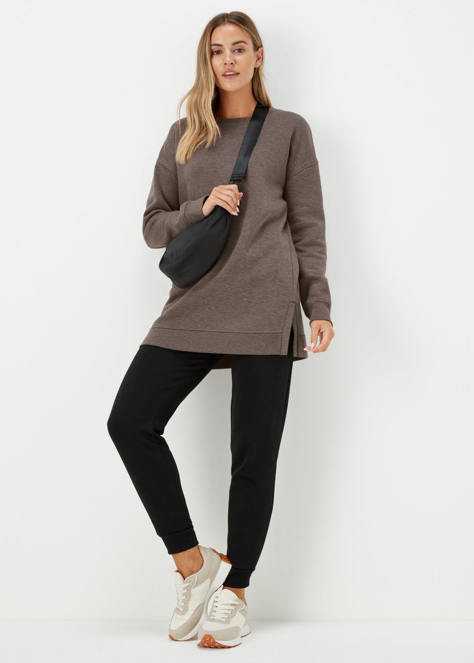 Brown Marl Longline Sweatshirt