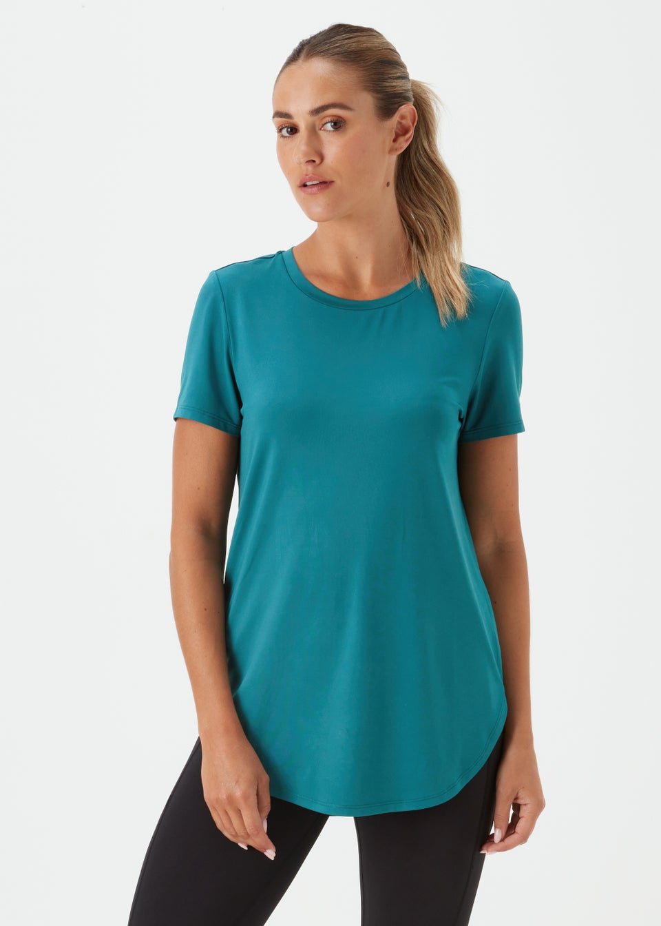 Souluxe Dark Teal Longline Sports TShirt Matalan