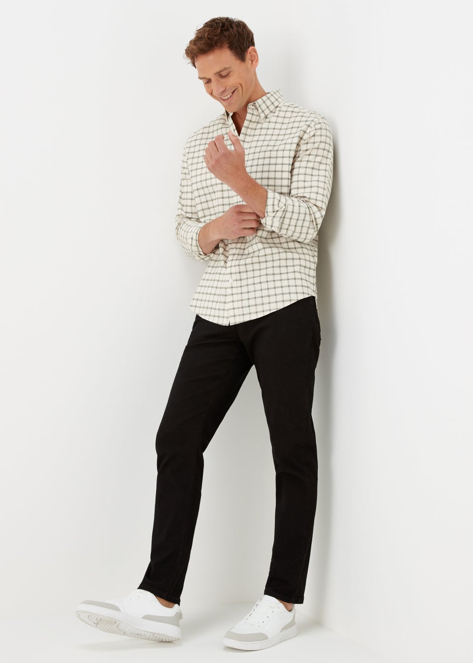 Ecru & Green Check Oxford Shirt