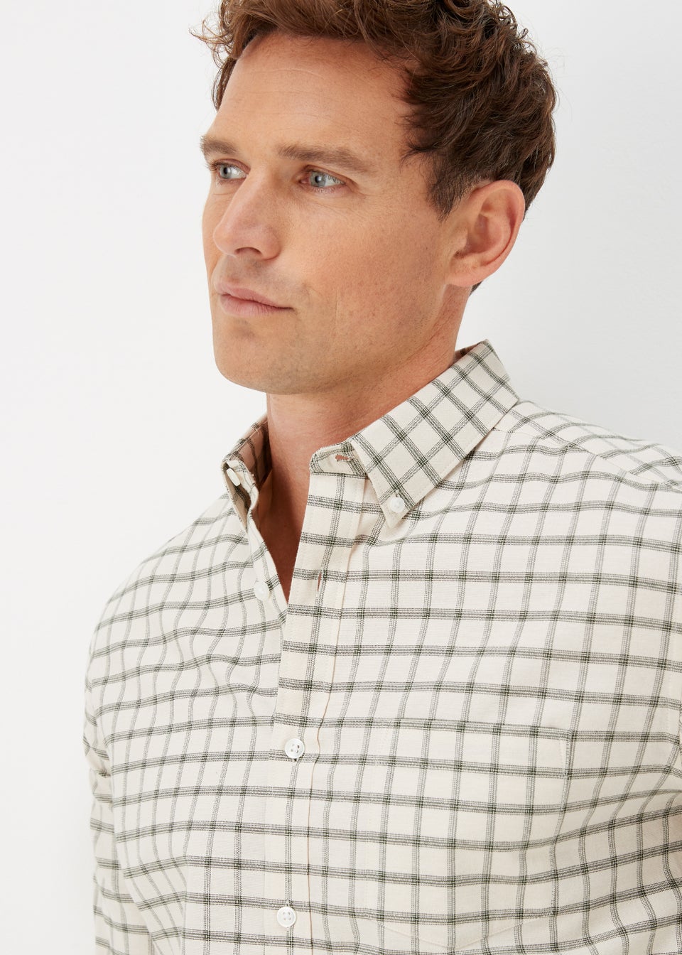 Ecru & Green Check Oxford Shirt