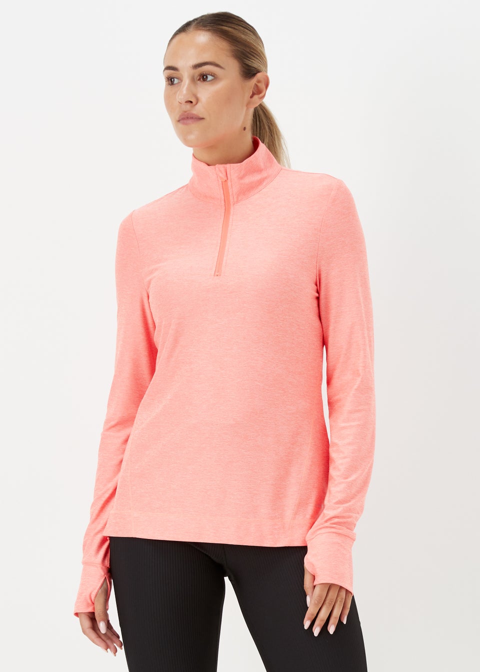 Souluxe Hot Coral Half Zip Sports Sweatshirt