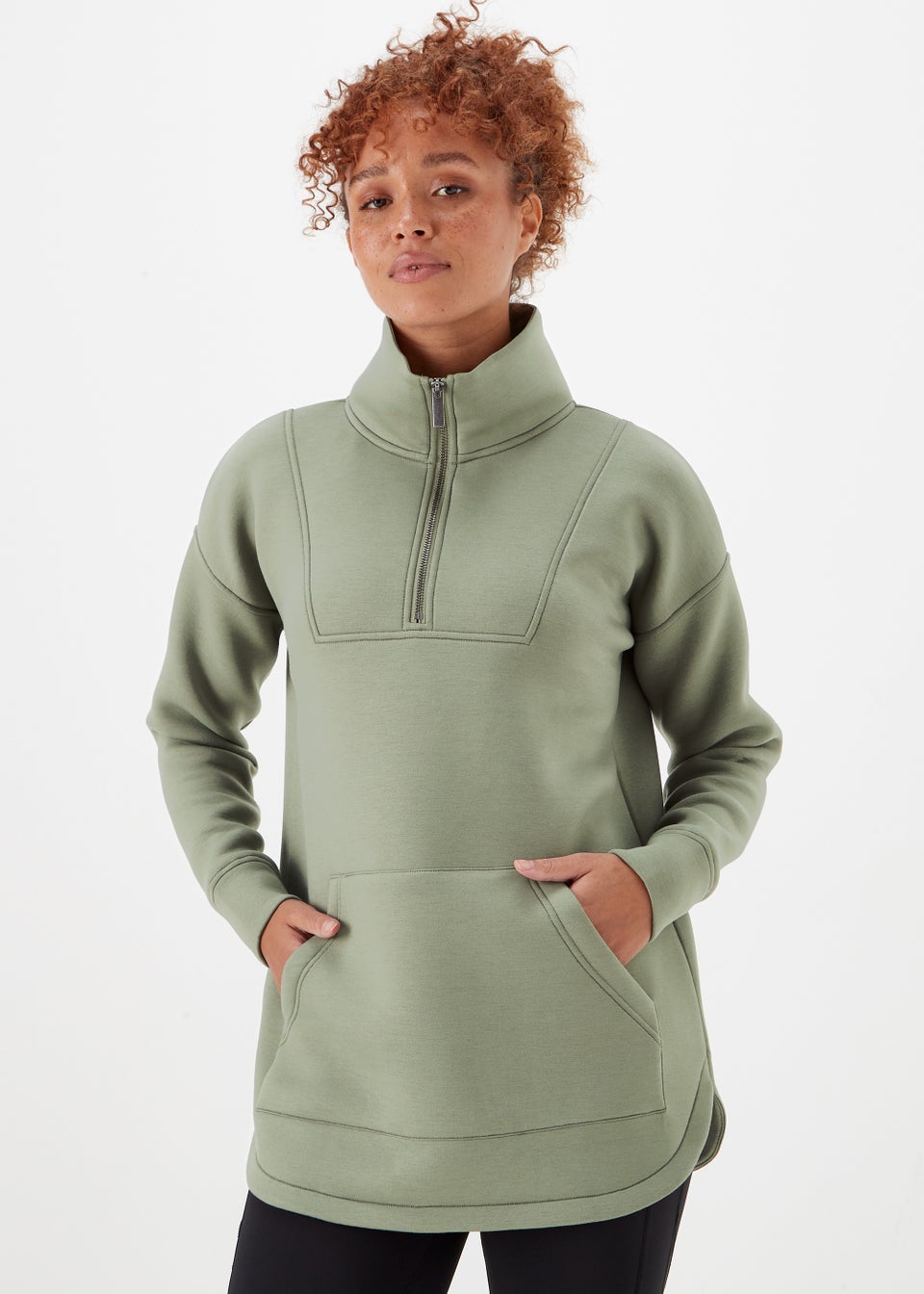 Souluxe Khaki Half Zip Scuba Jacket