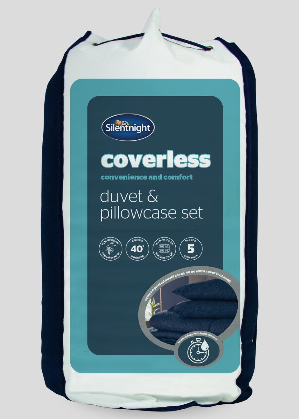 Silentnight Blue Coverless Duvet & Pillowcase Set