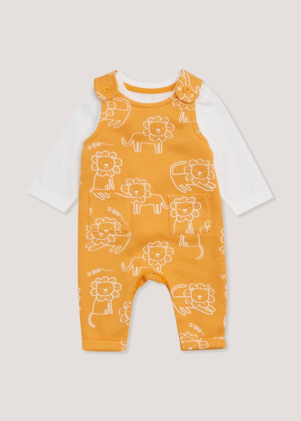 Baby Ochre Lion Dungarees & T-Shirt Set (Newborn-23mths)