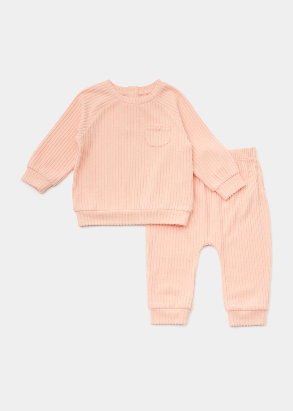 Baby Pink Ribbed Velour Sweatshirt & Leggings Set (Newborn-23mths ...